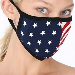Zenana American Flag Pattern Red White & Blue Fabric Face Mask Unisex